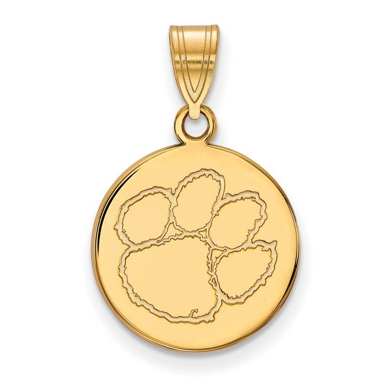 10k Yellow Gold Clemson U Medium Disc Pendant